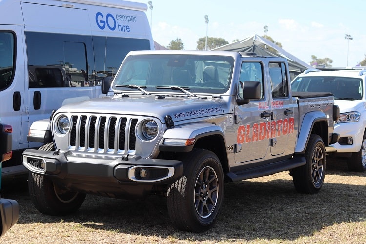 A grey 4WD parked and participating in Perth Big Boys Toys Expo.