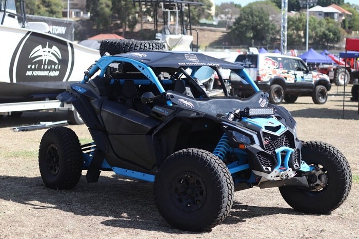 A black and blue coloured of ATV as one of the Perth Big Boys Toys Expo candidate.